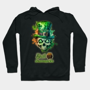 St. Patrick's Day Skull and Shamrocks Design Hoodie